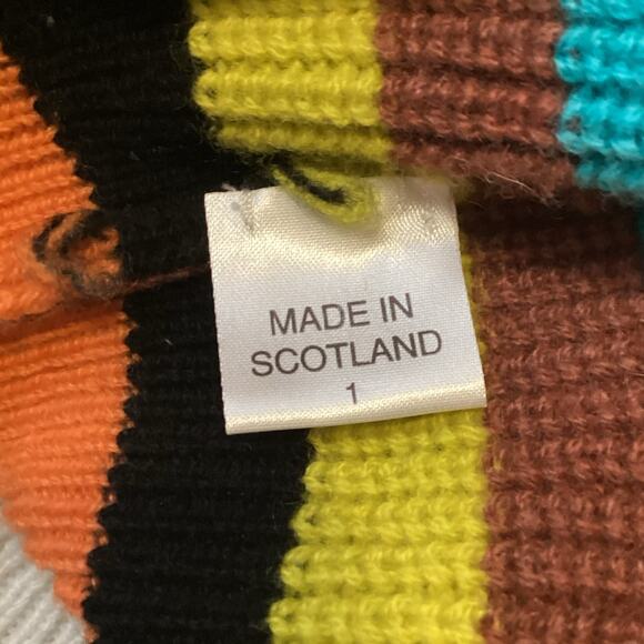 Queene And Belle 100% Cashmere Scotland Striped Oversized Open Cardigan - Picture 9 of 11